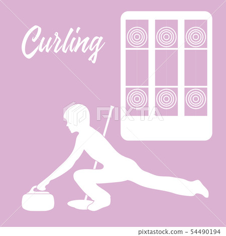 Playground for curling, broom, stone and athlete Playground for curling, broom, stone and athlete 54490194