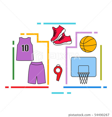 Sports uniform and equipment for basketball 54490267