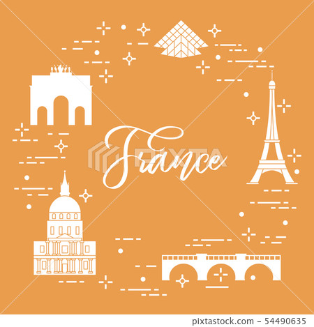 Famous buildings of Paris Symbols and landmarks. 54490635