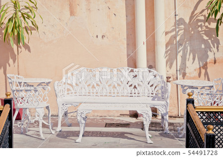 Set of traditional indian metal furniture, bench Set of traditional indian metal furniture, bench 54491728