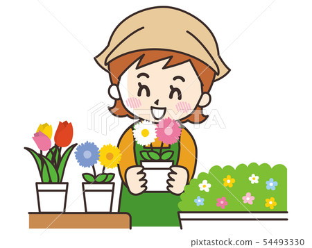 Smiling florist woman Smiling florist woman 54493330