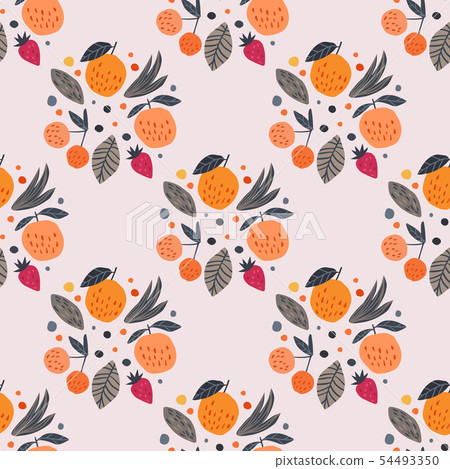 Fruits seamless pattern. Funny garden fruit Fruits seamless pattern. Funny garden fruit 54493350