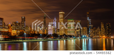 Chicago downtown and Lake Michigan Panorama Chicago downtown and Lake Michigan Panorama 54493382