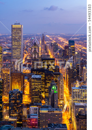 Aerial view of Chicago Skylines South Aerial view of Chicago Skylines South 54493383