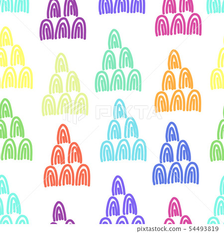 Rainbow colors doodle pattern with arc shapes 54493819