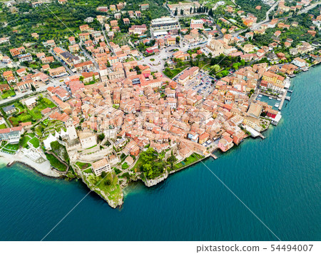 Malcesine aerial panoramic view, Italy 54494007