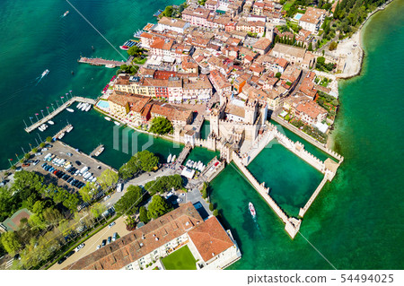 Scaligero Castle aerial view, Sirmione Scaligero Castle aerial view, Sirmione 54494025