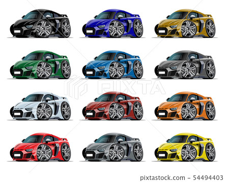 Cartoon sport car set isolated on white - Stock Illustration [54494403] -  PIXTA