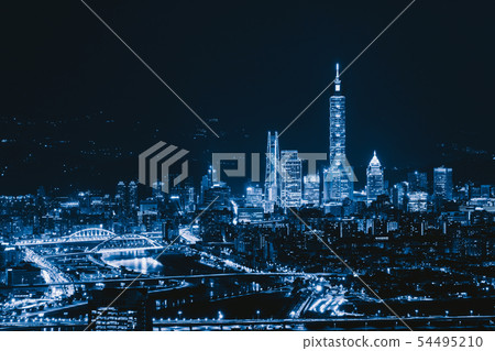 Aerial view of Taipei Downtown, Taiwan. Financial Aerial view of Taipei Downtown, Taiwan. Financial 54495210