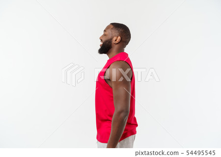 Portrait handsome muscular Black man with cheerful expression Portrait handsome muscular Black man with cheerful expression 54495545