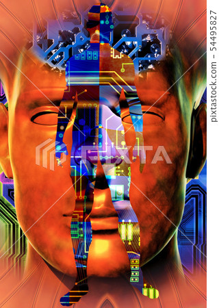 Cyborg creatures composition 3d rendering Cyborg creatures composition 3d rendering 54495827