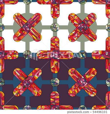 Geometrical ornament vector seamless pattern kitch 54496101