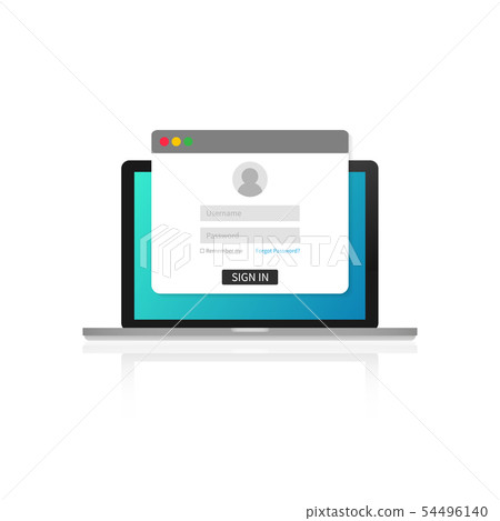 Login page on laptop screen. Notebook and online 54496140