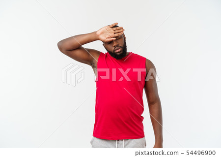 Young sport african american man unhappy and frustrated with something. Negative facial expression. 54496900