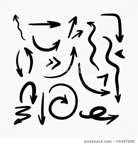 Hand drawn arrow set, collection of black Hand drawn arrow set, collection of black 54497890