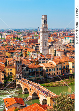 Verona Cathedral aerial panoramic view 54498429