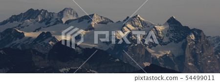 High mountains Finsteraarhorn and Schreckhorn. 54499011