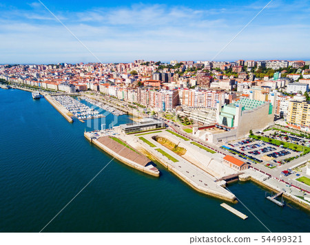 Santander city aerial view, Spain 54499321