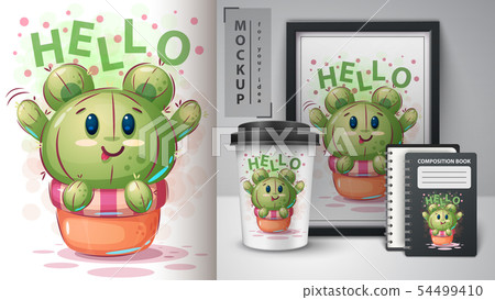 Download Bear Cactus Mockup For Your Idea Stock Illustration 54499410 Pixta