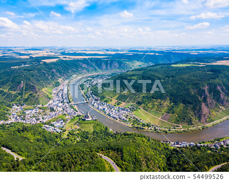 Cochem town aerial view, Germany 54499526