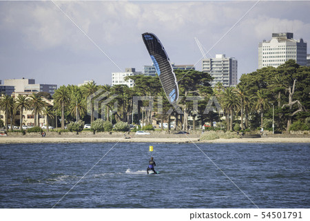 Kite surfing in St Kilda beach Kite surfing in St Kilda beach 54501791