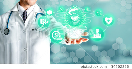 Doctor with health insurance healthcare graphic. 54502236