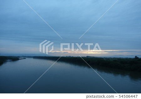 Ishikari River before dawn Before sunrise after the storm is gone North Daichi Primitive forest Ishikari River before dawn Before sunrise after the storm is gone North Daichi Primitive forest 54506447