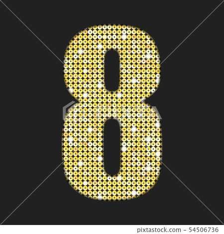 Vector gold sequins number - eight. Glitter font. Vector gold sequins number - eight. Glitter font. 54506736