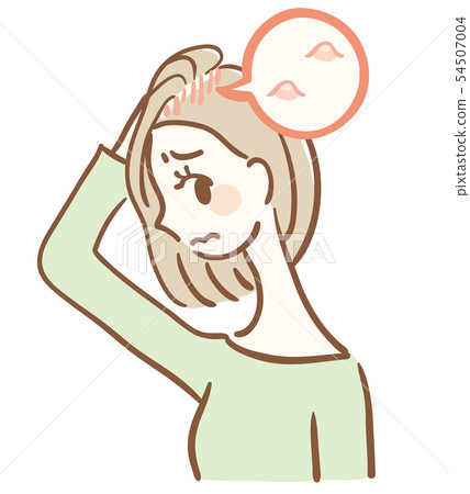 Illustration of a woman with acne on her scalp 54507004