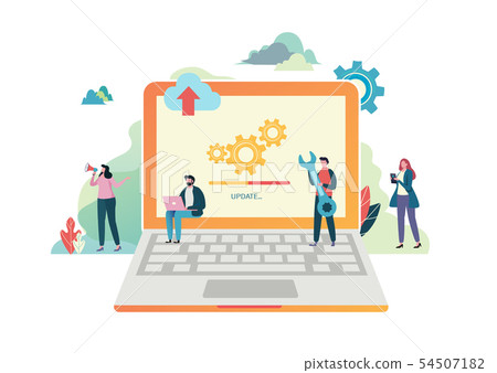 System updates with people updating operation System updates with people updating operation 54507182