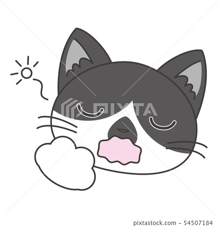 Stamp-style icon Cat black and white "Awn" Stamp-style icon Cat black and white "Awn" 54507184