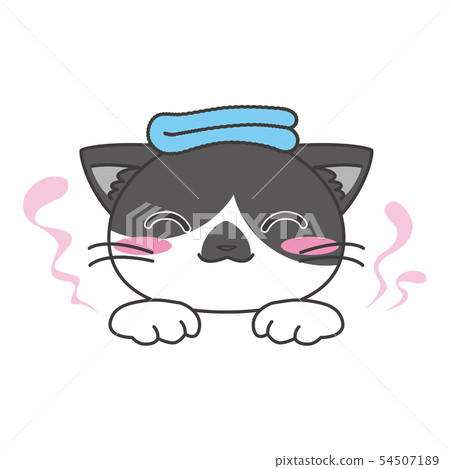 Stamp style icon cat black and white "bath" Stamp style icon cat black and white "bath" 54507189