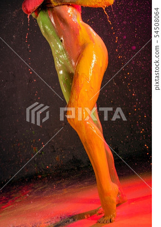 Nude woman in colors cropped shot Nude woman in colors cropped shot 54508064