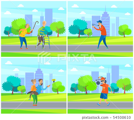 Old People in Park, Granny and Grandpa Yelling 54508610