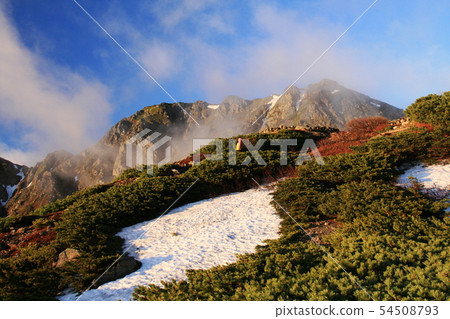 Southern Alps Hakuhosansan Tent Longitudinal View Landscape from the dark aviary tent area shine in the morning sun Southern Alps Hakuhosansan Tent Longitudinal View Landscape from the dark aviary tent area shine in the morning sun 54508793