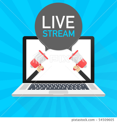 Laptop notebook computer screen. Hand holding 54509605