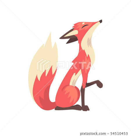 Cunning Red Fox Character Sitting, Side View Cartoon Vector Illustration Cunning Red Fox Character Sitting, Side View Cartoon Vector Illustration 54510453