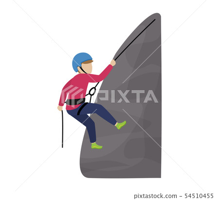 Kids climbing vector climber children character climbs rock mountain wall or mountainous cliff Kids climbing vector climber children character climbs rock mountain wall or mountainous cliff 54510455