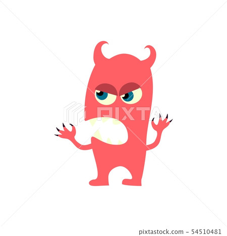 Cartoon flat monsters icon. Colorful kids toy cute monster. Vector 54510481
