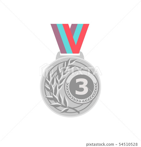 Gold Medal Vector. Golden 1st Place Badge. Sport Game Golden Challenge Award. Red Ribbon. Isolated 54510528
