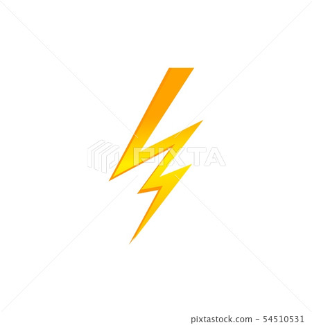 Lighting thunder bolt flash yellow icon set in flat style isolated on white background. Vector 54510531