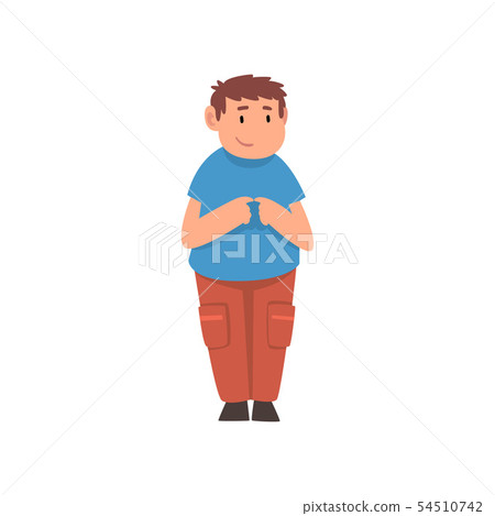 Cute Standing Fat Boy, Overweight Child... - Stock Illustration ...