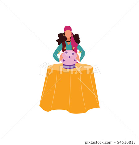 Gypsy or Romani woman telling future the cartoon flat vector illustration isolated. 54510815