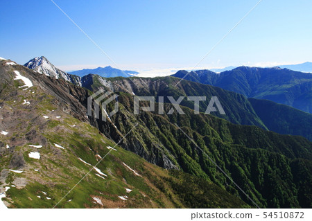 南阿爾卑斯山脈Shiramine Miyama帳篷縱向從Nishi-Agri-Tori-dake山頂，Yatsugatake，山。 54510872