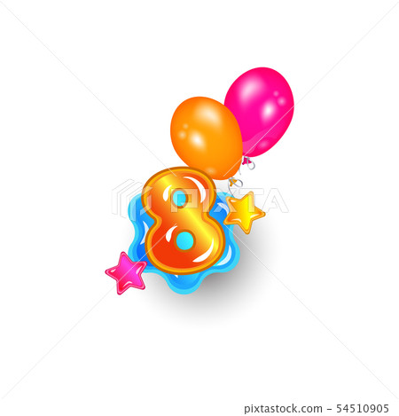 Children cartoon style number 8 sticker, eight... - Stock Illustration  [54510905] - PIXTA