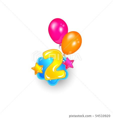 Colorful cartoon number two floating on air... - Stock Illustration  [54510920] - PIXTA