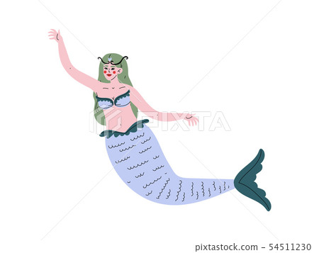 Beautiful Mermaid or Siren with Long Green Hair Vector Illustration Beautiful Mermaid or Siren with Long Green Hair Vector Illustration 54511230