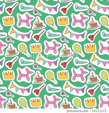 Happy birthday party celebration entertainment confetti present balloon decoration for holiday fun 54511272