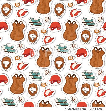 Baseball sport competition game team symbol softball play cartoon design sporting equipment seamless 54511285