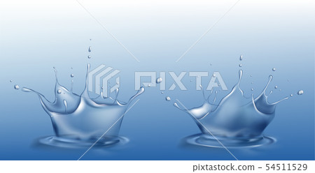 Water splash set in shape of crown with droplets 54511529